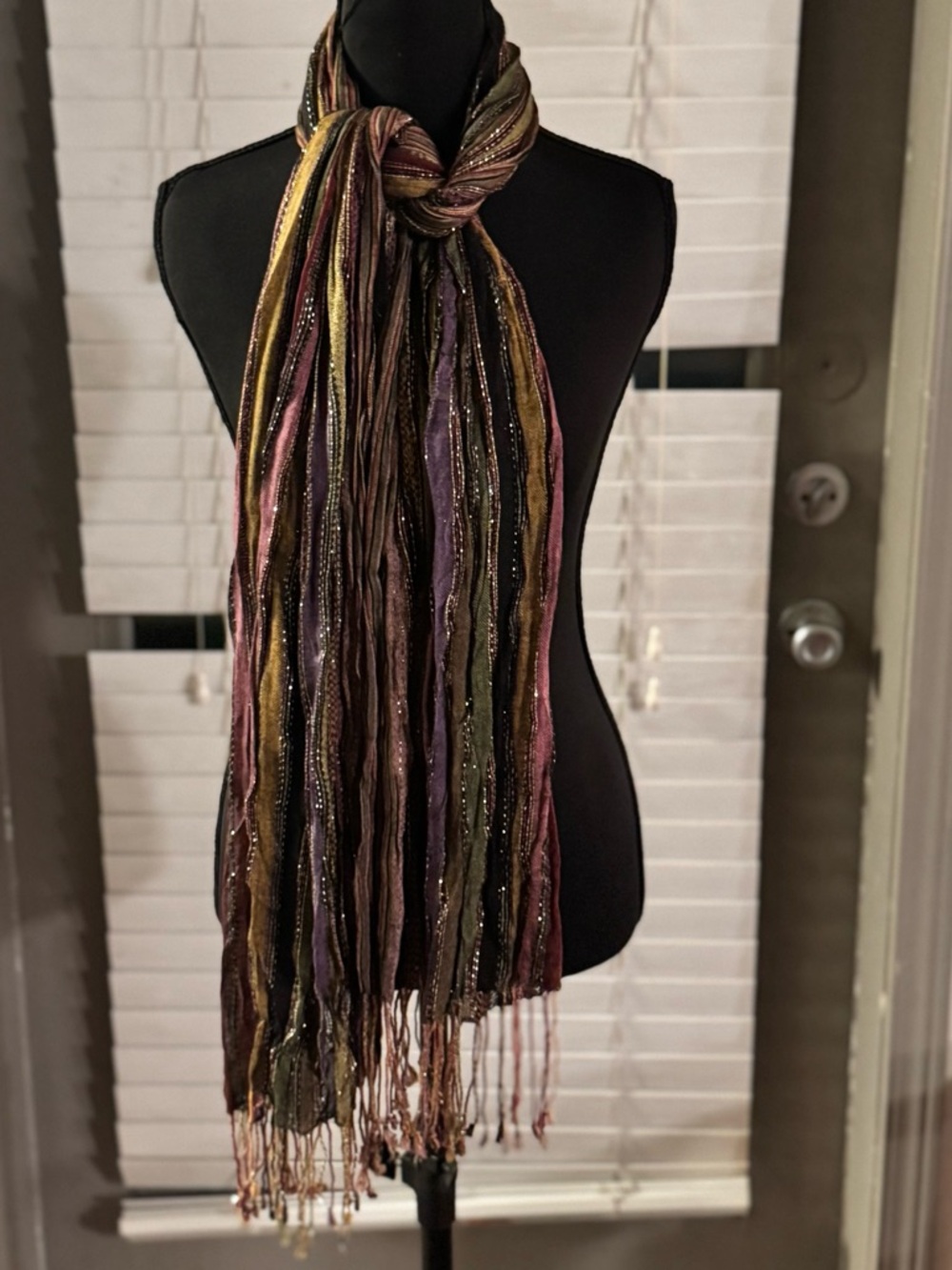 Multicolor Striped Fringe Scarf